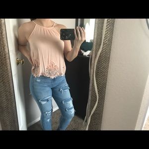 Blush pink high neck tank